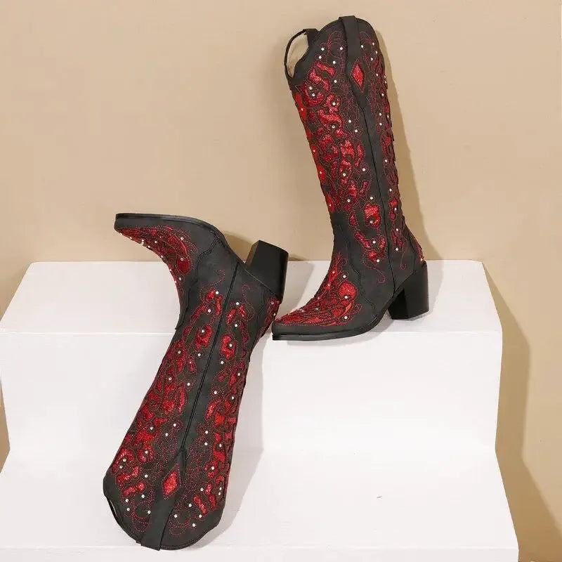 BERNARDA Botas Vaqueras Para Mujer - Yehaw | Rojo - Yehaw