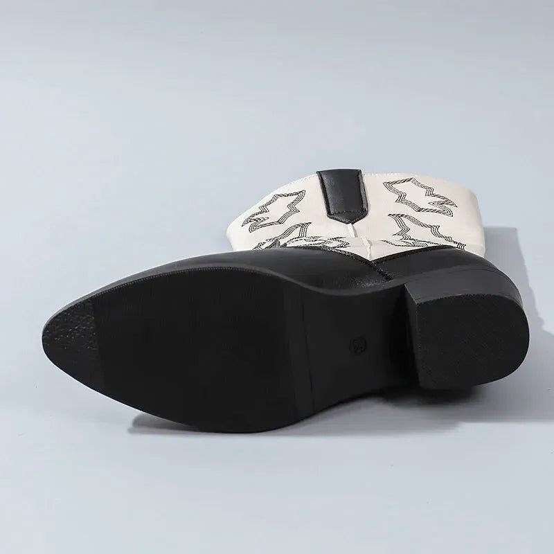 DANIELA Botas Vaqueras Para Mujer - Yehaw | Negro/Blanco - Yehaw