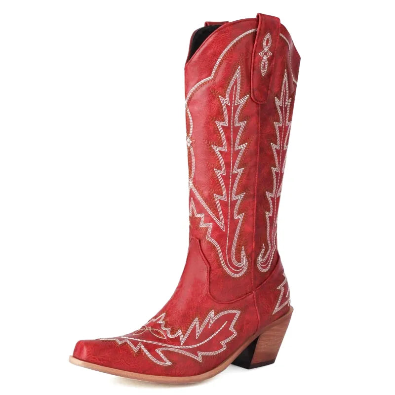 Botas Rvaqueras Rojas Altas Botas Vaqueras Atlas Picudas Para Mujer - Yehaw – Yehaw