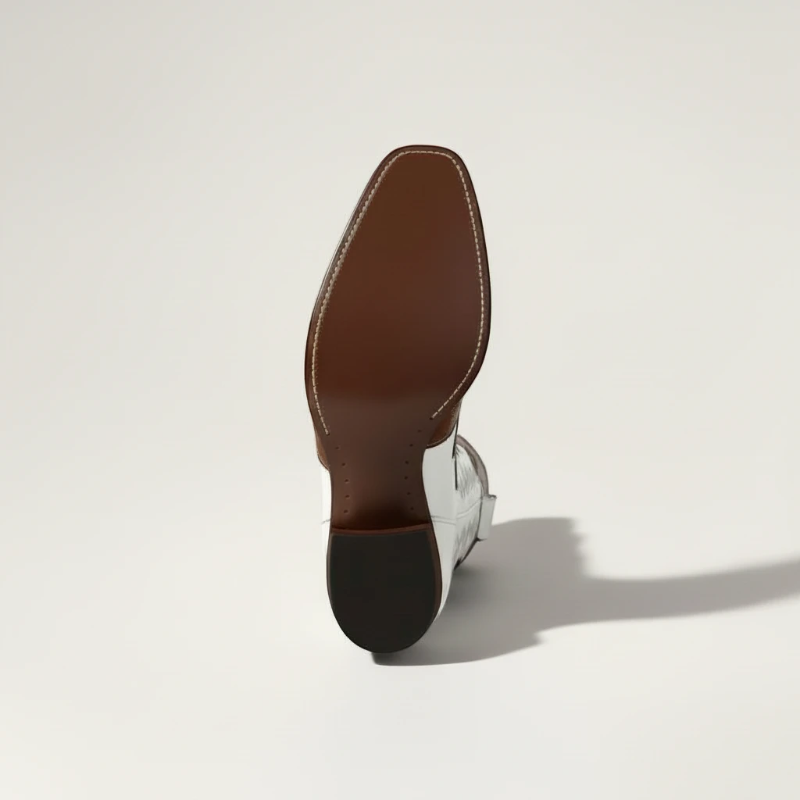 PEARLA Botas Vaqueras Para Mujer - Yehaw | Cafe/Blanco