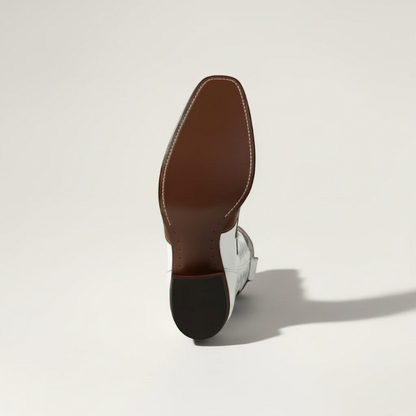 PEARLA Botas Vaqueras Para Mujer - Yehaw | Cafe/Blanco
