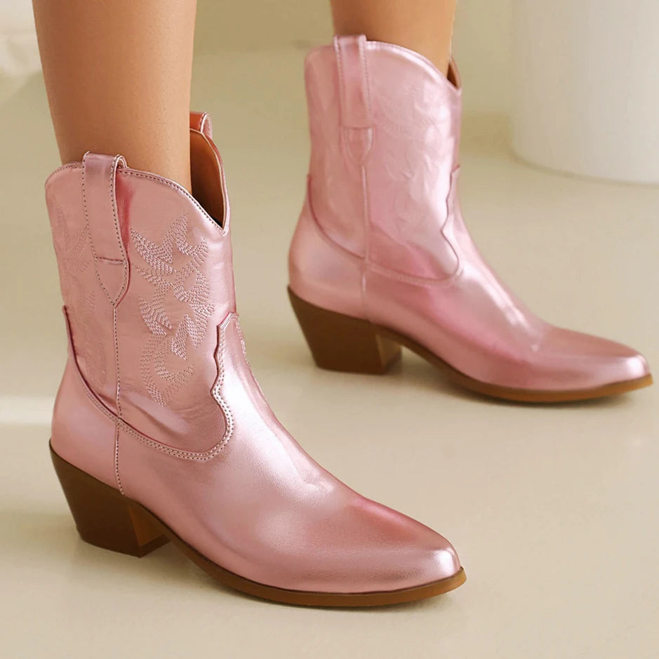 CARLA Botines Vaqueras Para Mujer - Yehaw | Rosa - Yehaw 