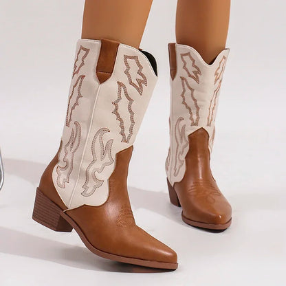 DANIELA Botas Vaqueras Para Mujer - Yehaw | Cafe/Blanco - Yehaw 