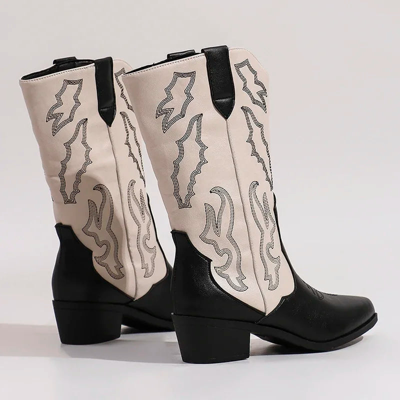 DANIELA Botas Vaqueras Para Mujer - Yehaw | Negro/Blanco - Yehaw 