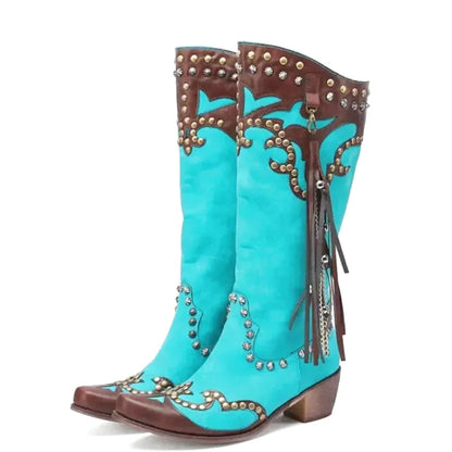 ADELA Botas Vaqueras Para Mujer - Yehaw | Turquesa - Yehaw 