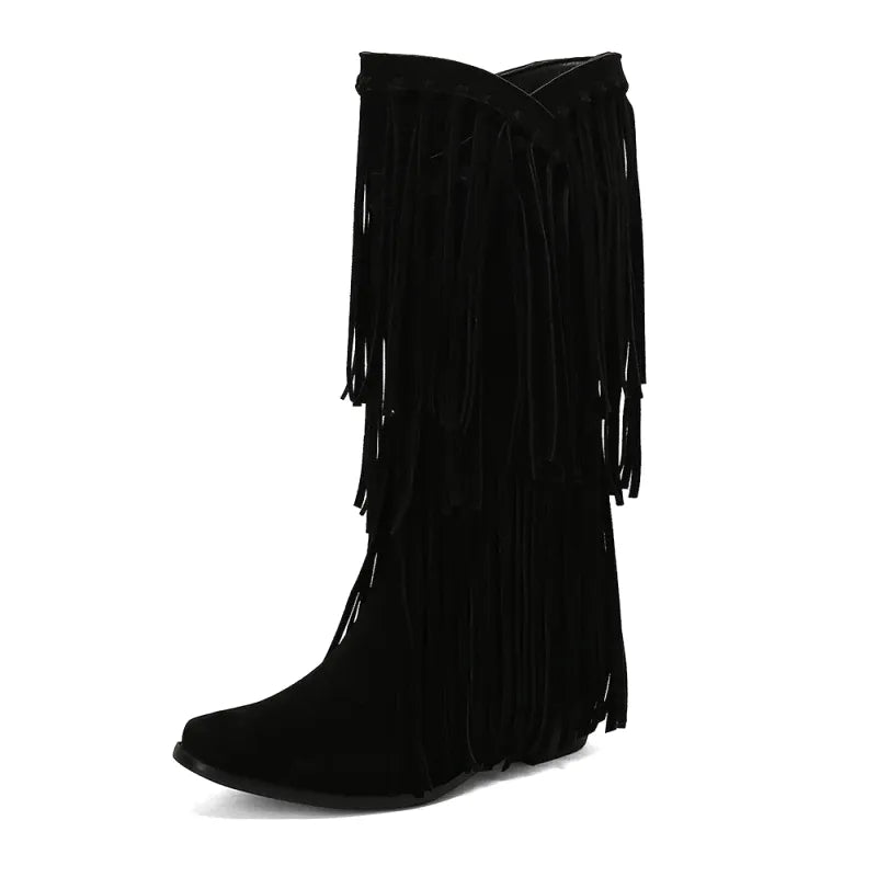 Botas vaqueras pour femme ARACELI de Yehaw MX en noir, avec détails en cuir et style western élégant.