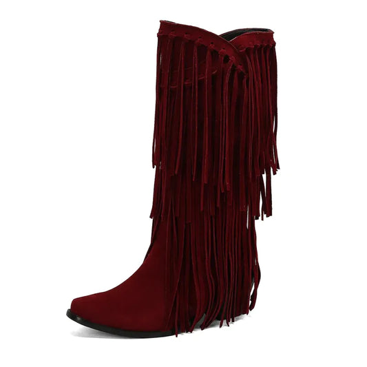 Botas vaqueras pour femme Yehaw ARACELI en rouge, avec ceinture décorative, chaussures en cuir pour style décontracté et tendance.