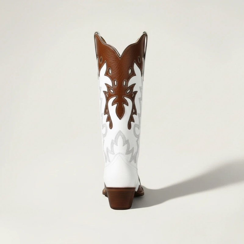 PEARLA Botas Vaqueras Para Mujer - Yehaw | Cafe/Blanco