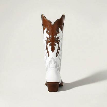 PEARLA Botas Vaqueras Para Mujer - Yehaw | Cafe/Blanco