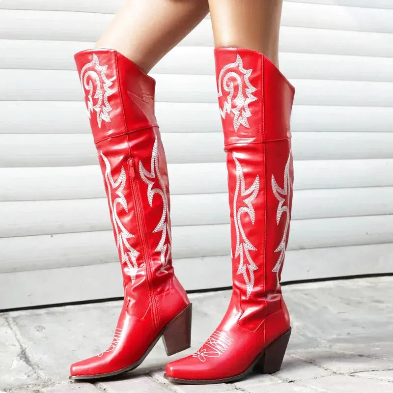 BEATRIZ Botas Vaqueras Para Mujer - Yehaw | Rojo - Yehaw 
