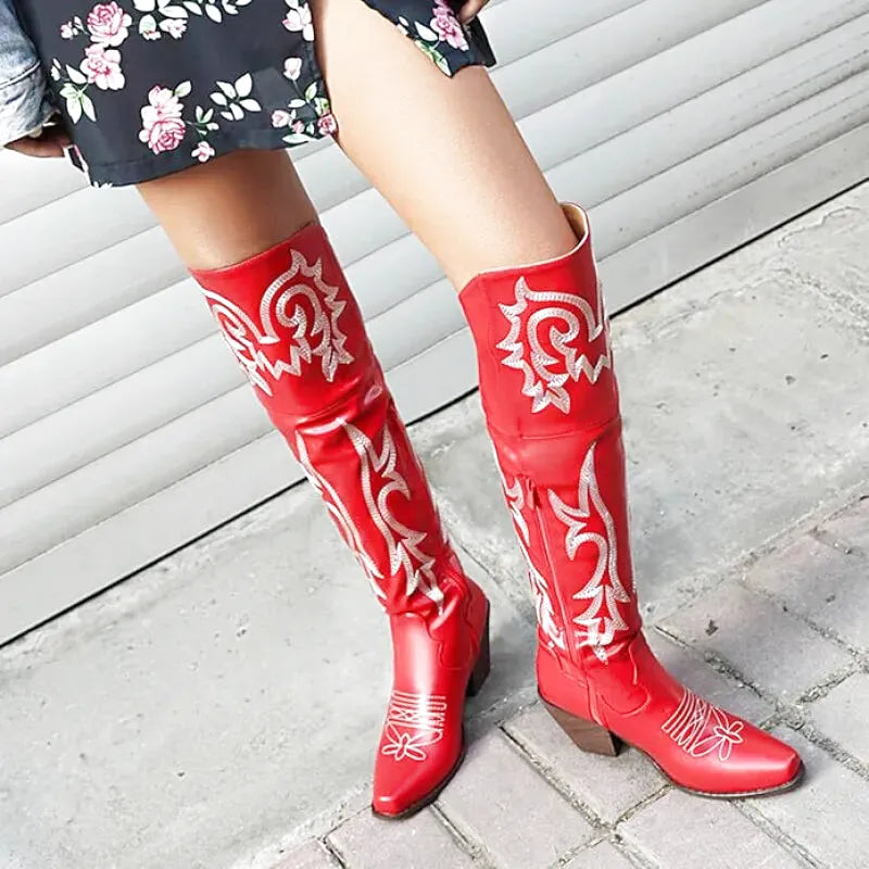 BEATRIZ Botas Vaqueras Para Mujer - Yehaw | Rojo - Yehaw 