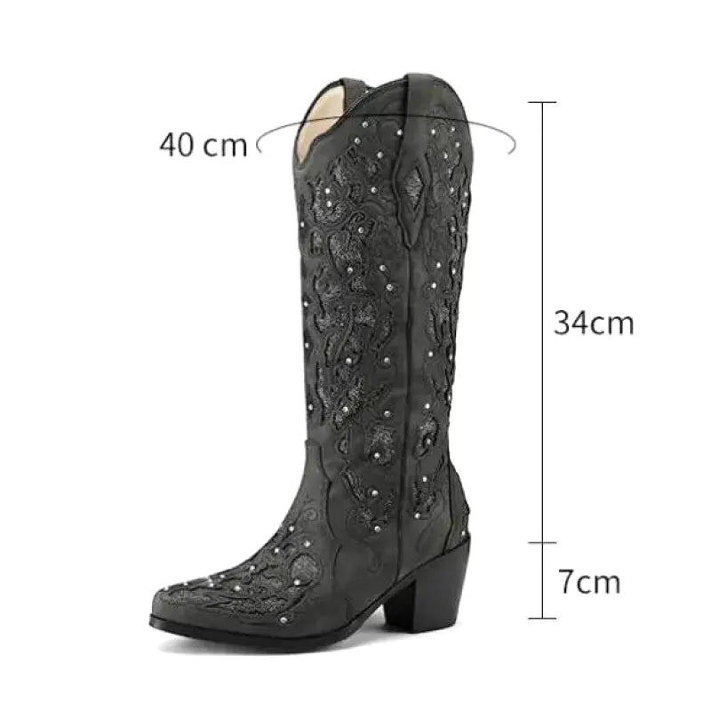 BERNARDA Botas Vaqueras Para Mujer - Yehaw | Negro - Yehaw 