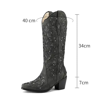 BERNARDA Botas Vaqueras Para Mujer - Yehaw | Negro - Yehaw 