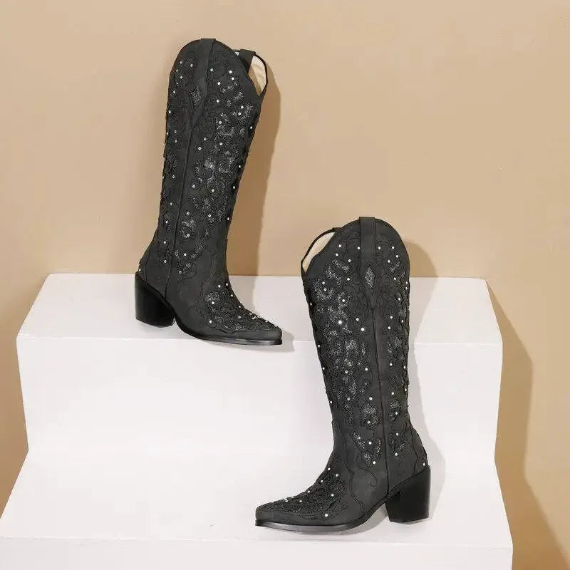 BERNARDA Botas Vaqueras Para Mujer - Yehaw | Negro - Yehaw 