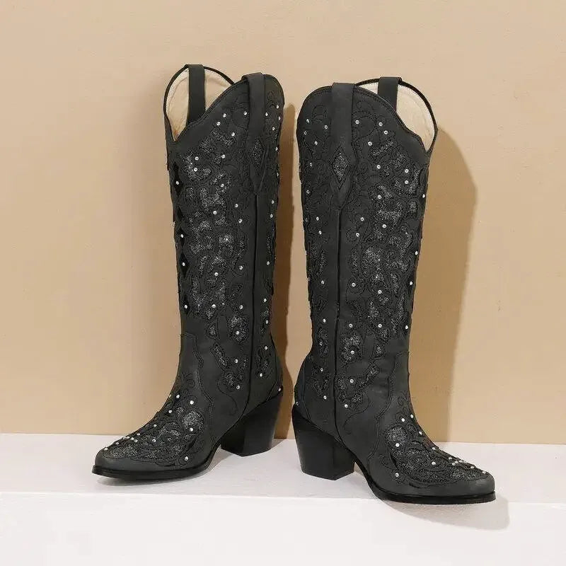 BERNARDA Botas Vaqueras Para Mujer - Yehaw | Negro - Yehaw 