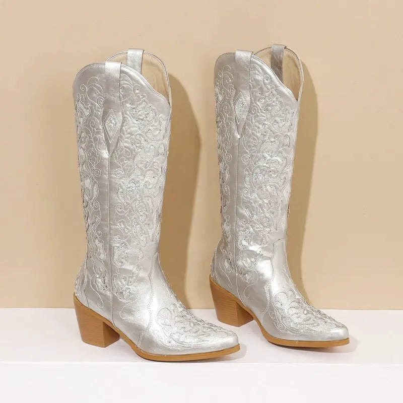 BERNARDA Botas Vaqueras Para Mujer - Yehaw | Plata - Yehaw 