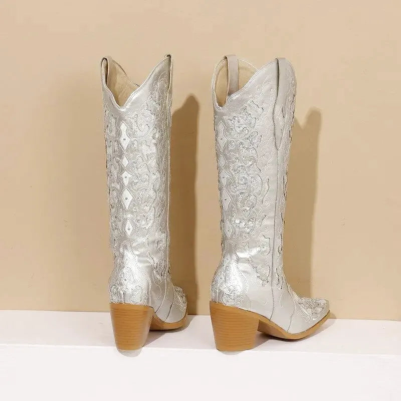 BERNARDA Botas Vaqueras Para Mujer - Yehaw | Plata - Yehaw 