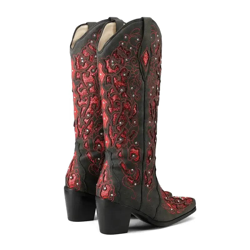 BERNARDA Botas Vaqueras Para Mujer - Yehaw | Rojo - Yehaw 