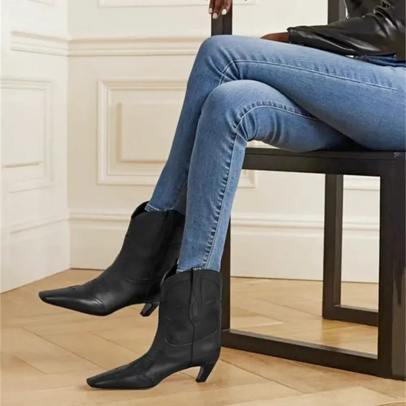 BERTA Botines Vaqueras Para Mujer - Yehaw | Negro - Yehaw 