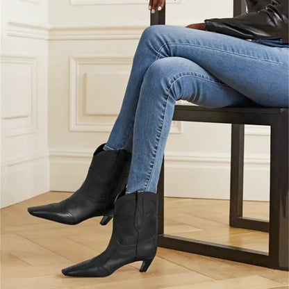 BERTA Botines Vaqueras Para Mujer - Yehaw | Negro - Yehaw 