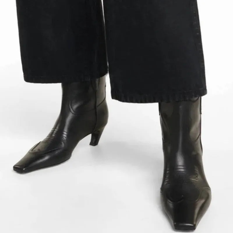 BERTA Botines Vaqueras Para Mujer - Yehaw | Negro - Yehaw 