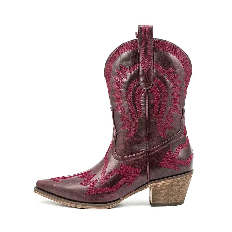 CAMILA Botines Vaqueras Para Mujer - Yehaw | Rojo - Yehaw 