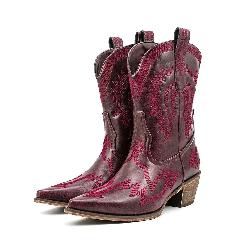 CAMILA Botines Vaqueras Para Mujer - Yehaw | Rojo - Yehaw 