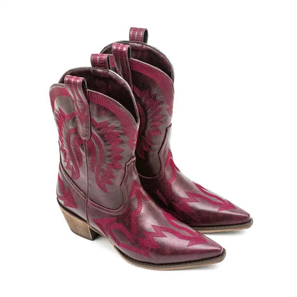 CAMILA Botines Vaqueras Para Mujer - Yehaw | Rojo - Yehaw 