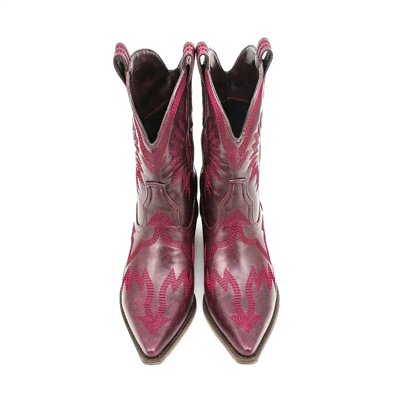 CAMILA Botines Vaqueras Para Mujer - Yehaw | Rojo - Yehaw 