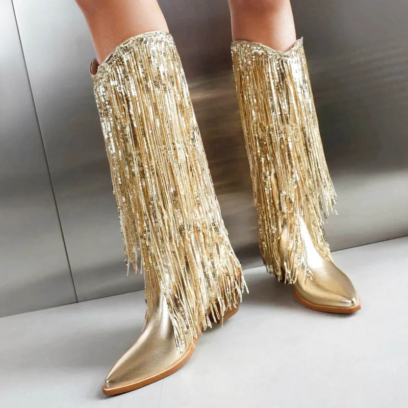 CARIDAD Botas Vaqueras Para Mujer - Yehaw | Oro - Yehaw 