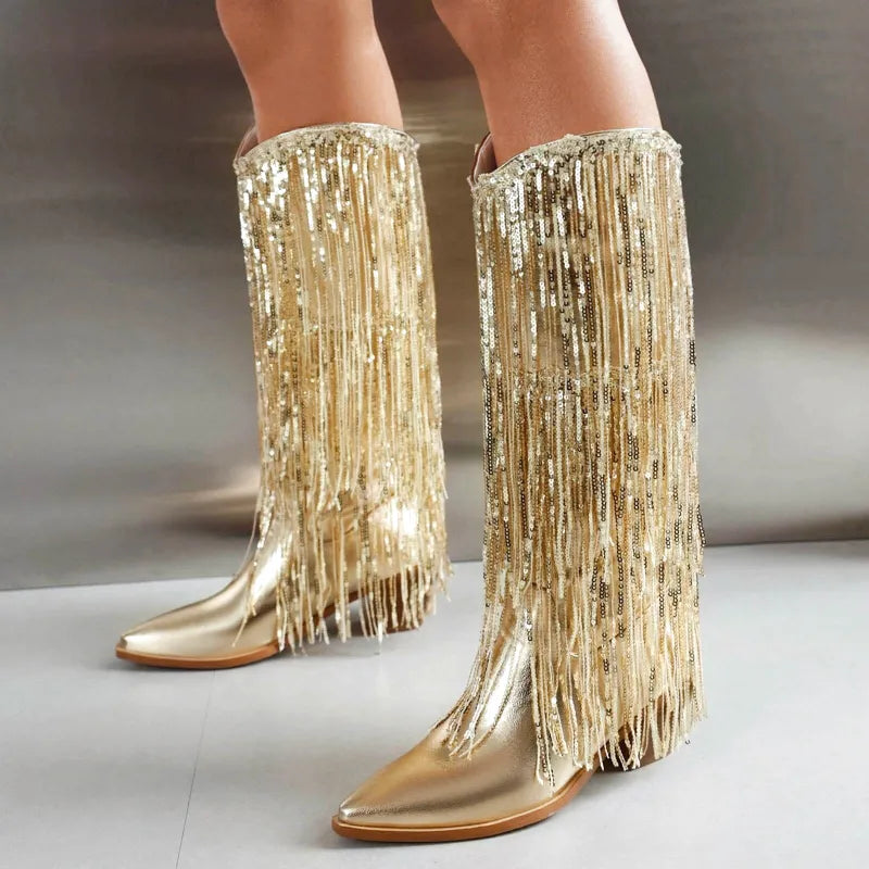 CARIDAD Botas Vaqueras Para Mujer - Yehaw | Oro - Yehaw 