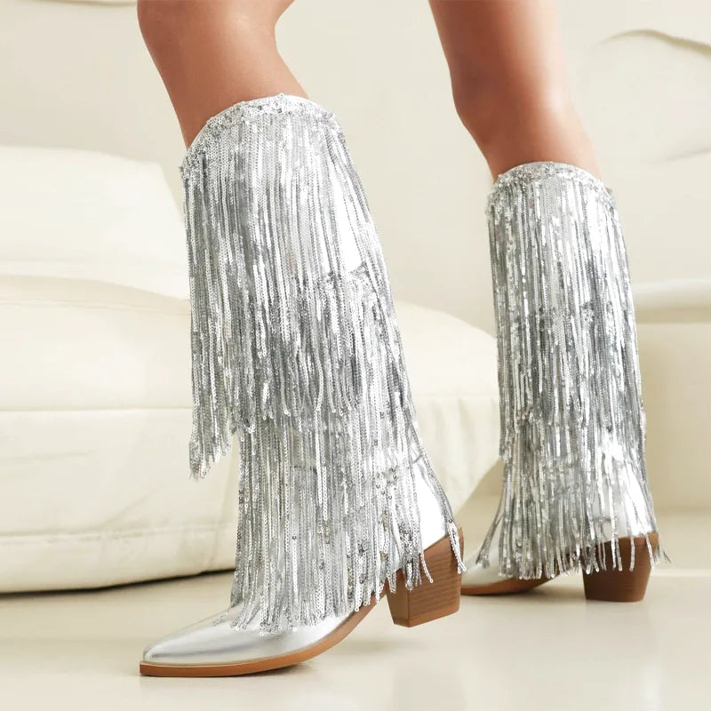CARIDAD Botas Vaqueras Para Mujer - Yehaw | Plata - Yehaw 