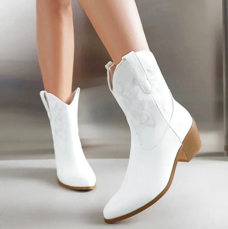 CARLA Botines Vaqueras Para Mujer - Yehaw | Blanco - Yehaw 