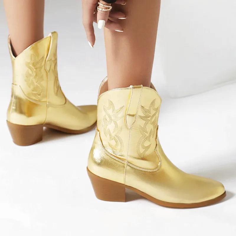 CARLA Botines Vaqueras Para Mujer - Yehaw | Oro - Yehaw 