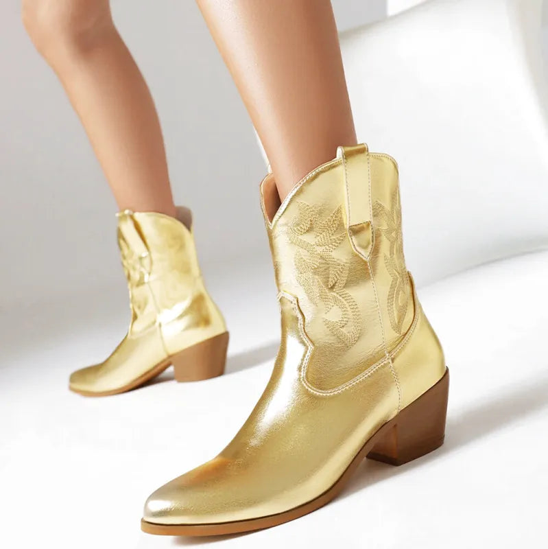 CARLA Botines Vaqueras Para Mujer - Yehaw | Oro - Yehaw 
