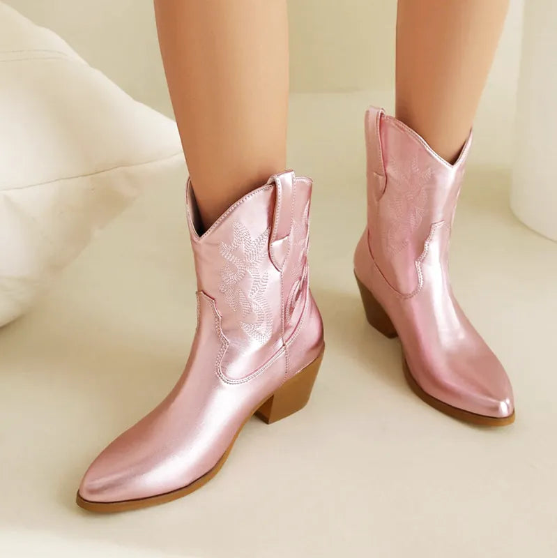 CARLA Botines Vaqueras Para Mujer - Yehaw | Rosa - Yehaw 