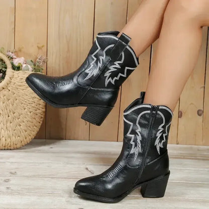 CARMELA Botines Vaqueras Para Mujer - Yehaw | Negro - Yehaw 