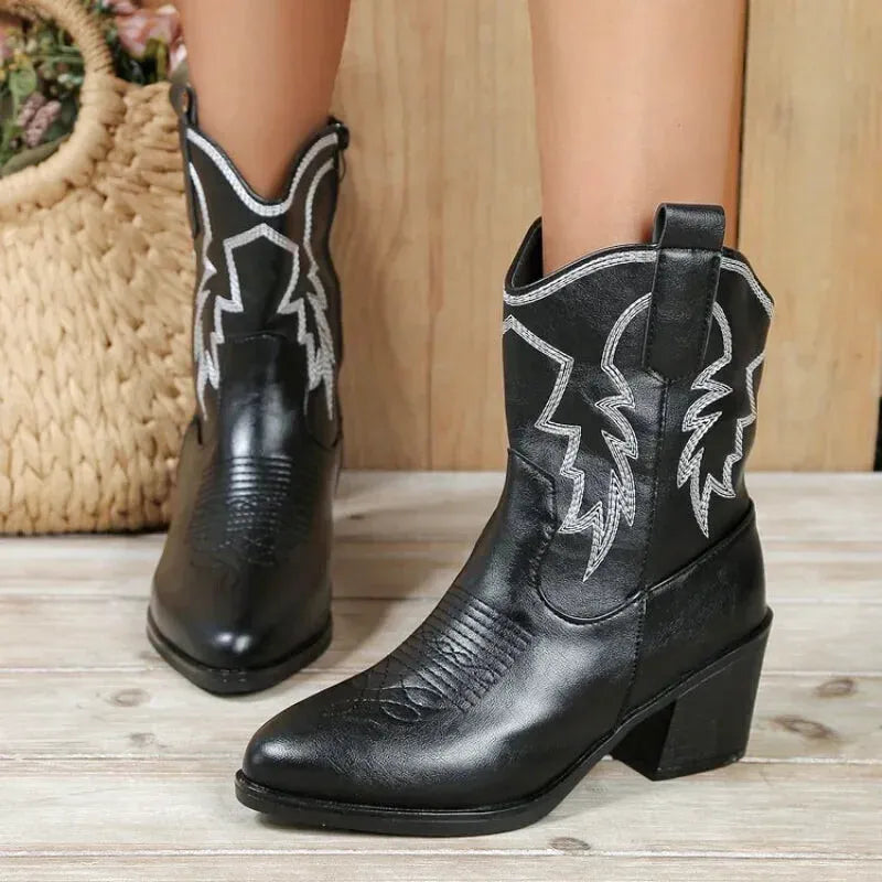 CARMELA Botines Vaqueras Para Mujer - Yehaw | Negro - Yehaw 