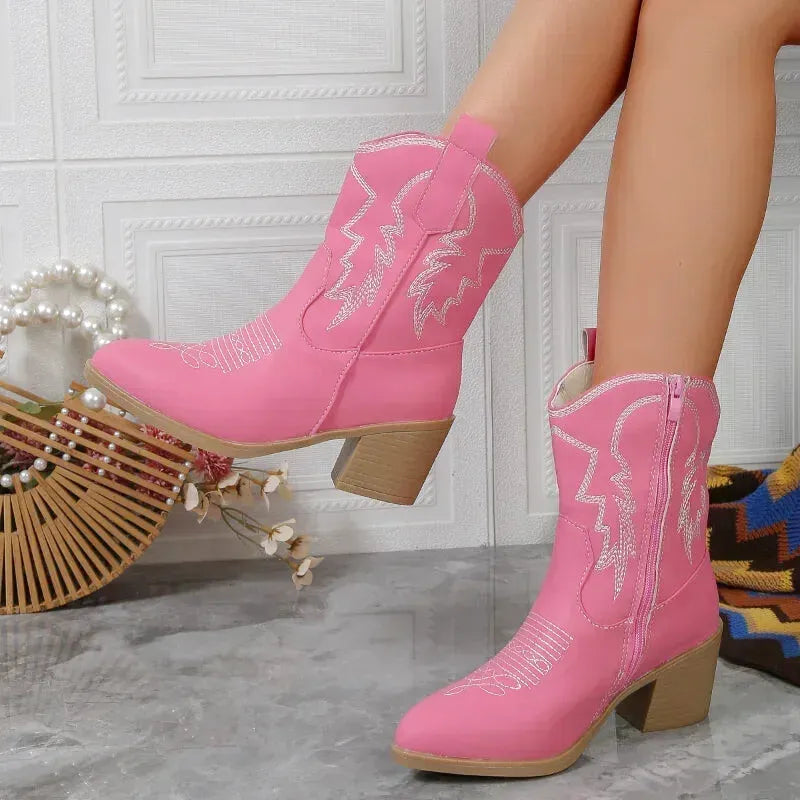 CARMELA Botines Vaqueras Para Mujer - Yehaw | Rosa - Yehaw 