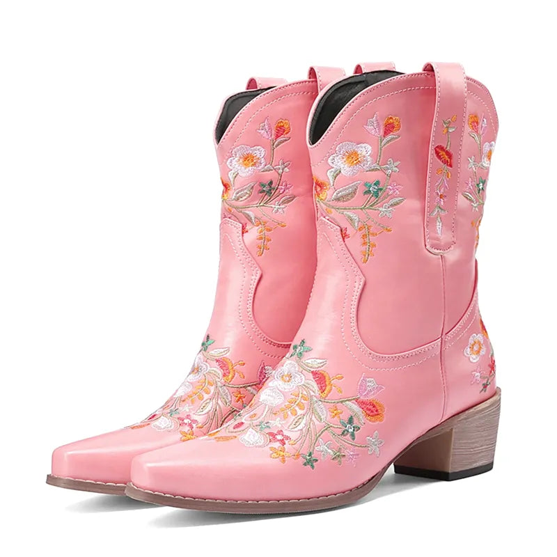 CARMEN Botines Vaqueras Para Mujer - Yehaw | Rosa - Yehaw 