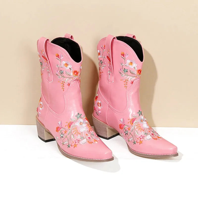 CARMEN Botines Vaqueras Para Mujer - Yehaw | Rosa - Yehaw 