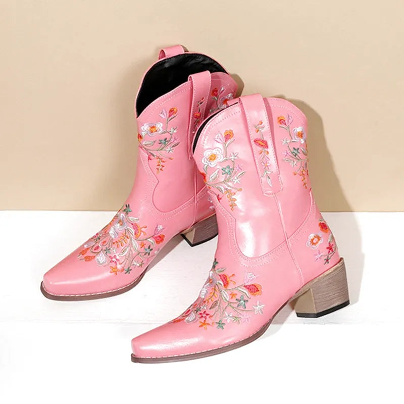 CARMEN Botines Vaqueras Para Mujer - Yehaw | Rosa - Yehaw 