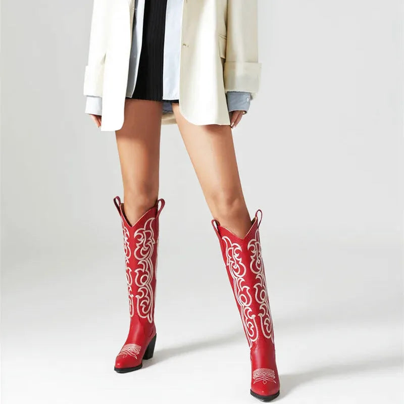 CELIA Botas Vaqueras Para Mujer - Yehaw | Rojo - Yehaw 