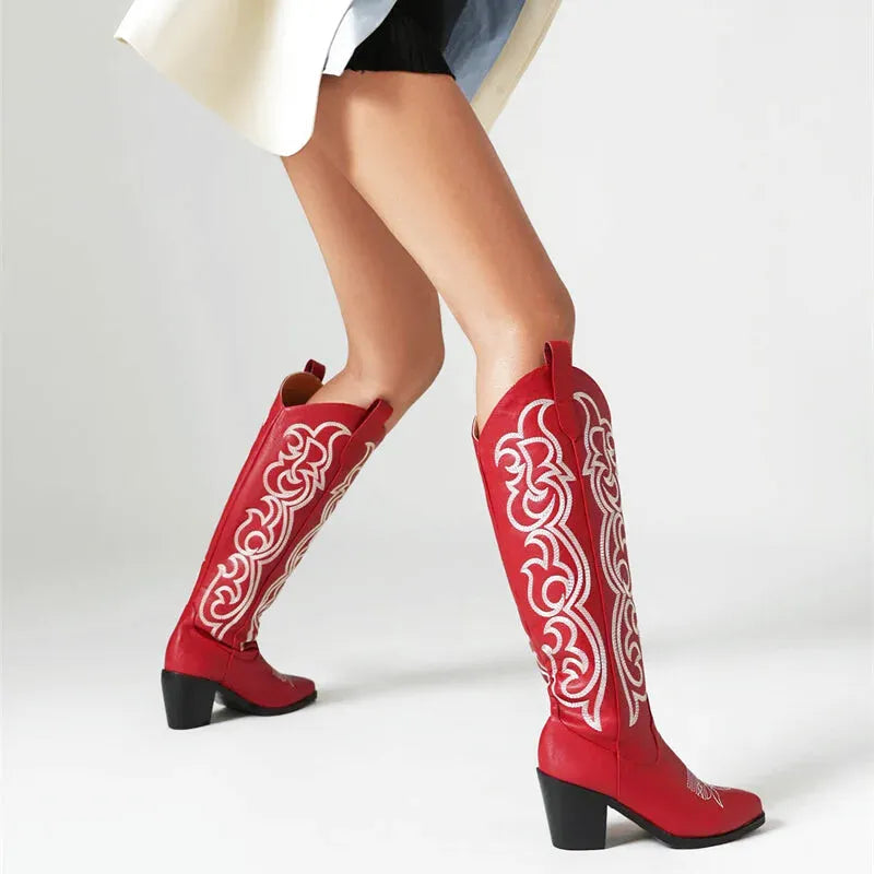 CELIA Botas Vaqueras Para Mujer - Yehaw | Rojo - Yehaw 