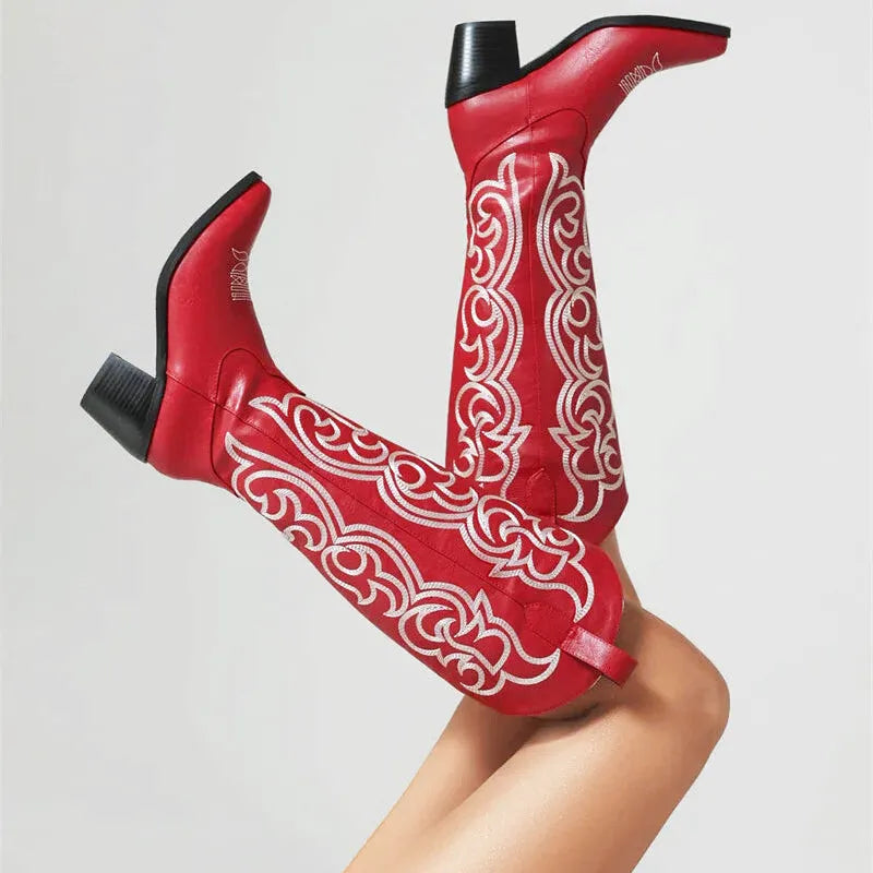 CELIA Botas Vaqueras Para Mujer - Yehaw | Rojo - Yehaw 