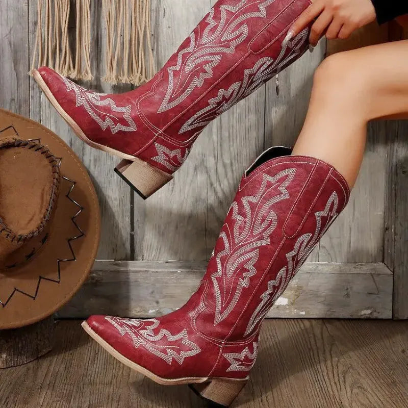 CORAL Botas Vaqueras Para Mujer - Yehaw | Rojo - Yehaw 