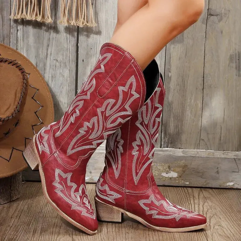 CORAL Botas Vaqueras Para Mujer - Yehaw | Rojo - Yehaw 