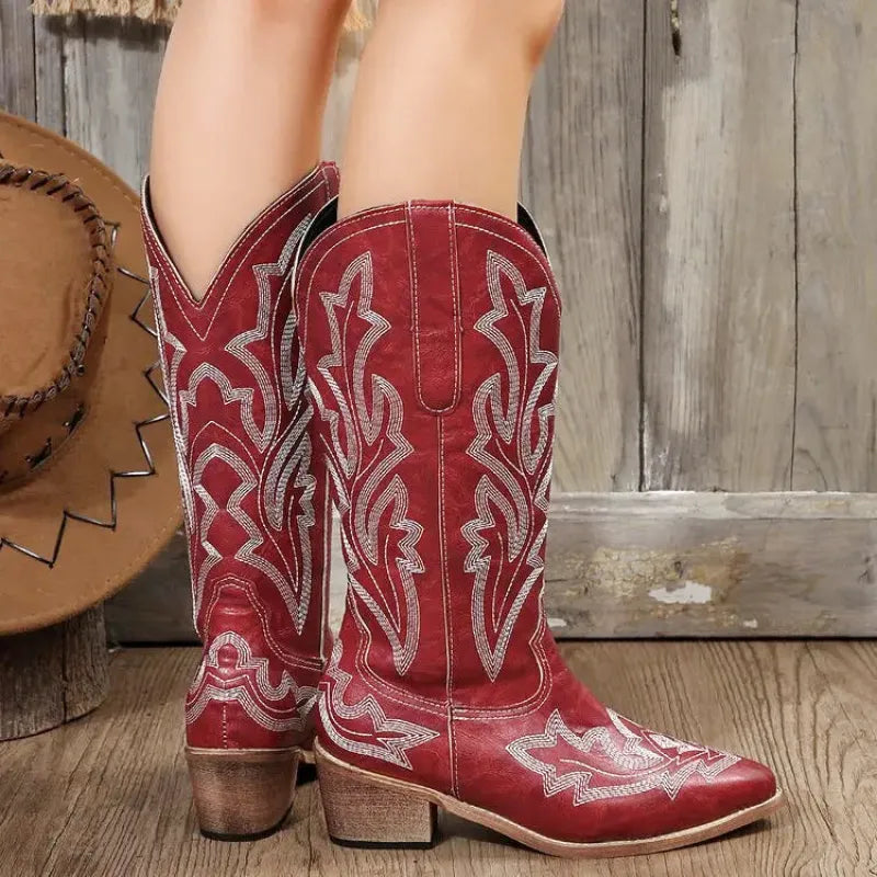 CORAL Botas Vaqueras Para Mujer - Yehaw | Rojo - Yehaw 
