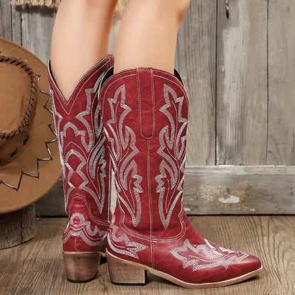 CORAL Botas Vaqueras Para Mujer - Yehaw | Rojo - Yehaw 