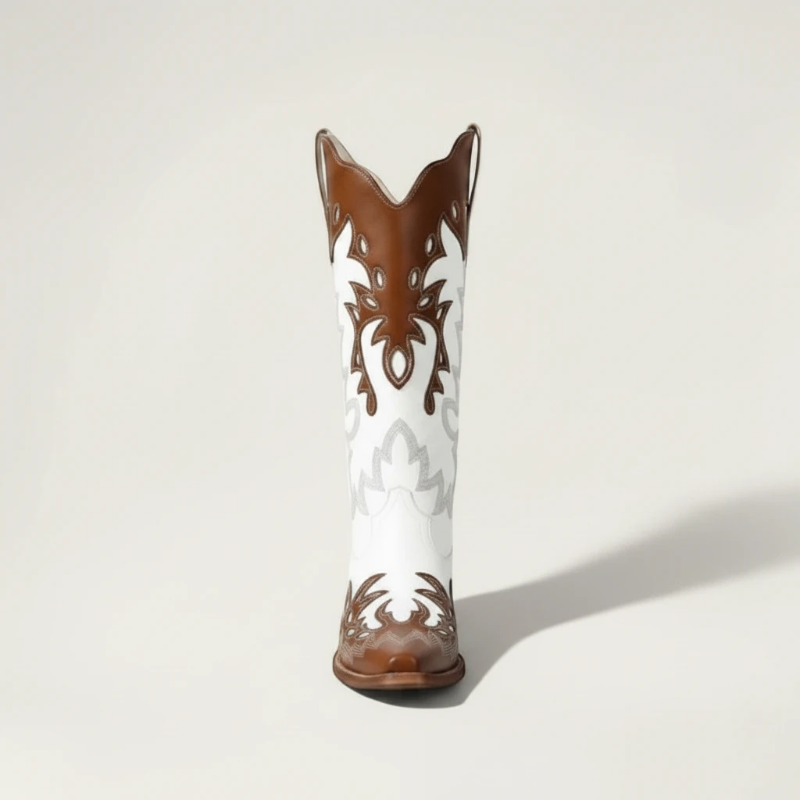 PEARLA Botas Vaqueras Para Mujer - Yehaw | Cafe/Blanco